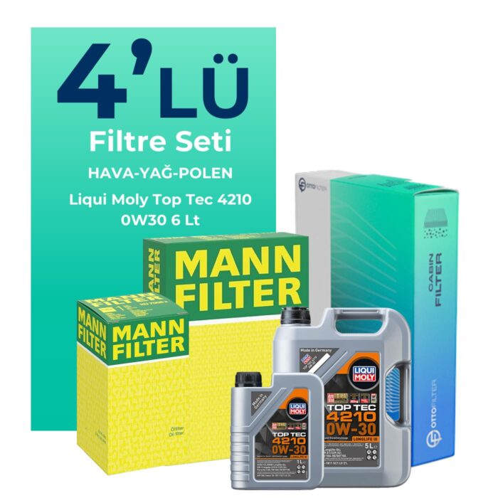 Mann Audi Q5 40 TDi Filtre Bakım Seti Liqui Moly Top Tec 4210 0W-30 6 Litre Motor Yağlı (2021-2024) 4 Lü - Görsel 1