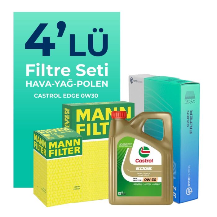 mann-audi-q7-50-dizel-filtre-bakim-seti-castrol-motor-yagli-2019-2024-4-lu-67890 MANN Audi Q7 50 Dizel Filtre Bakım Seti Castrol Edge 0W-30 8 Litre Motor Yağlı (2019-2024) 4 Lü - Görsel 1
