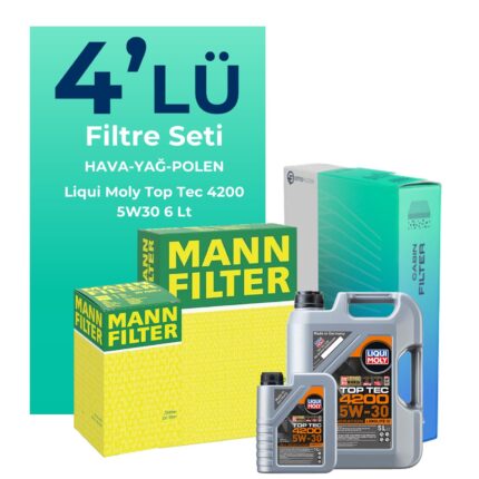 MANN Audi TT 2.0 Tfsi 230 HP Filtre Bakım Seti Liqui Moly Motor Yağlı (2014-2021) 4 Lü