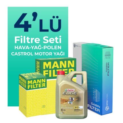 MANN BMW 1.18i Filtre Bakım Seti Castrol Motor Yağlı (2011-2015) 4 Lü