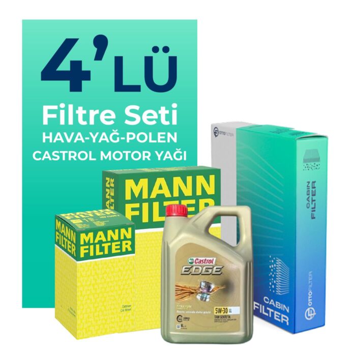 mann-bmw-3-16-benzinli-filtre-bakim-seti-castrol-motor-yagli-2012-2017-4-lu-69671 MANN BMW 3.16 Benzinli Filtre Bakım Seti Castrol Motor Yağlı (2012-2017) 4 Lü - Görsel 1