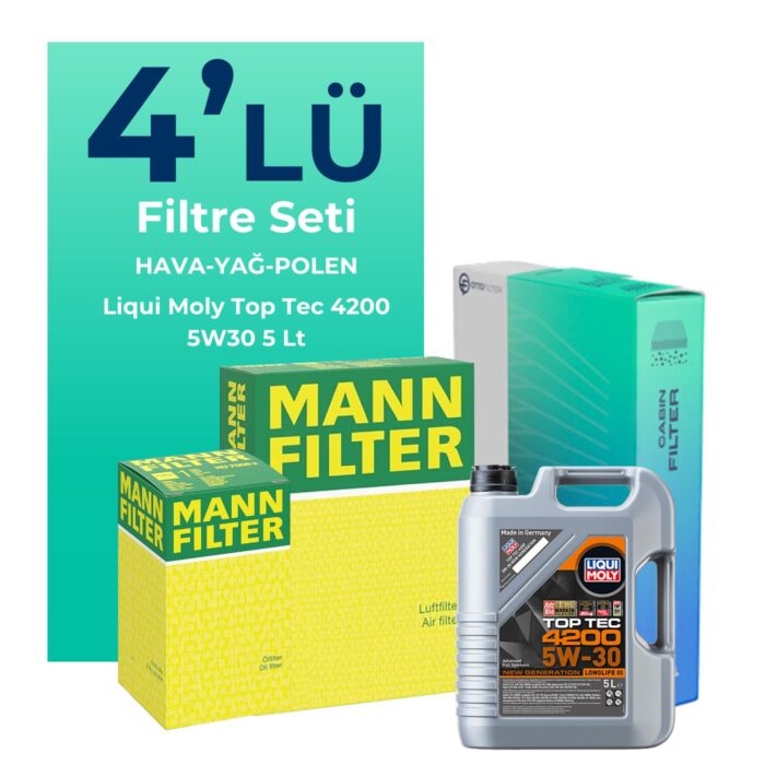 mann-bmw-3-16-benzinli-filtre-bakim-seti-liqui-moly-motor-yagli-2012-2017-4-lu-127392 MANN BMW 3.16 Benzinli Filtre Bakım Seti Liqui Moly Motor Yağlı (2012-2017) 4 Lü - Görsel 1