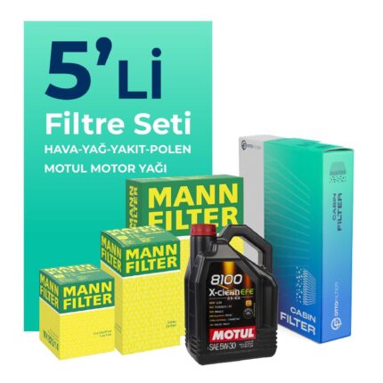 MANN BMW X3 2.0 Dizel Filtre Bakım Seti Motul Motor Yağlı (2011-2015) 5 Li