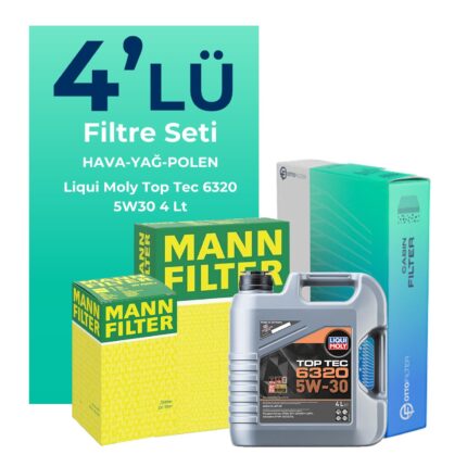 MANN Citroen C-Elysee 1.5 Dizel Filtre Bakım Seti Liqui Moly Motor Yağlı (2018-2023) 4 Lü