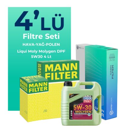Mann Citroen C2 1.4 Benzinli Filtre Bakım Seti Liqui Moly Motor Yağlı (2003-2010) 4 Lü