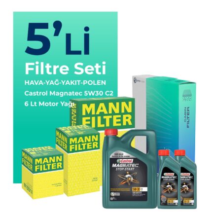 MANN Citroen Jumper 2.2 Dizel Filtre Bakım Seti Castrol Motor Yağlı (2006-2013) 5 Li
