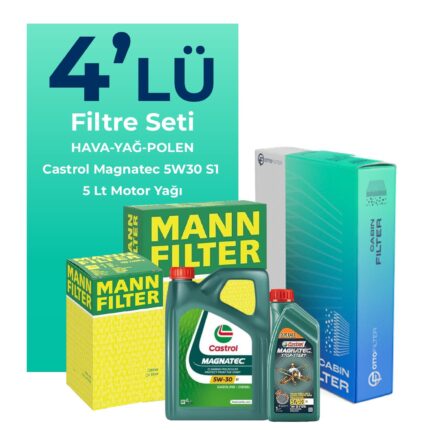 MANN Fiat Doblo 1.6 Dizel Filtre Bakım Seti Castrol Motor Yağlı (2010-2015) 4 Lü