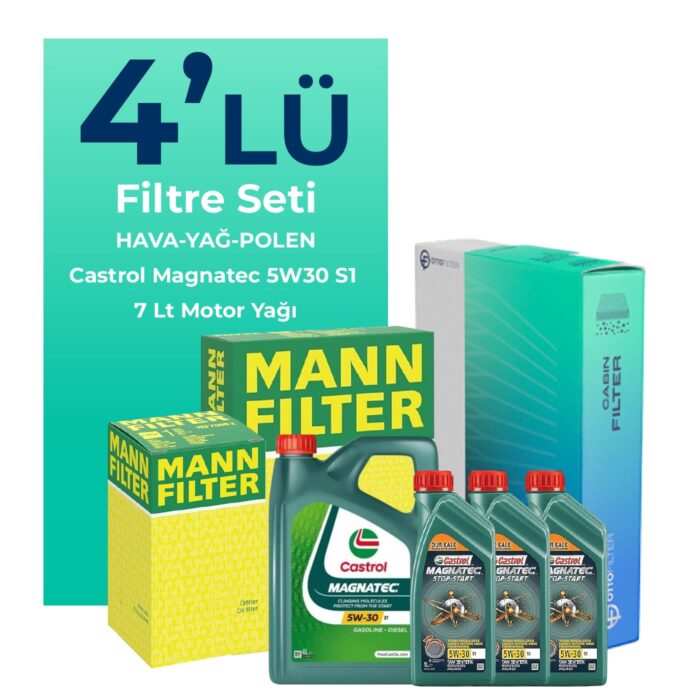 MANN Fiat Ducato 2.3 Dizel Filtre Bakım Seti Castrol Magnatec S1 5W-30 7 Litre Motor Yağlı (2006-2014) 4 Lü - Görsel 1