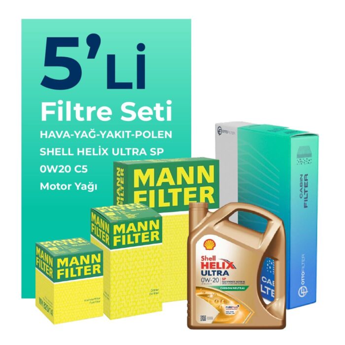 mann-fiat-egea-1-3-dizel-filtre-bakim-seti-shell-motor-yagli-2019-2023-5-li-104751 MANN Fiat Egea 1.3 Dizel Filtre Bakım Seti Shell Helix Ultra SP 0W-20 4 Litre Motor Yağlı (2019-2023) 5 Li - Görsel 1