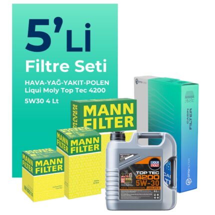 MANN Fiat Grande Punto 1.3 Dizel Filtre Bakım Seti Liqui Moly Motor Yağlı EURO 4 (2005-2013) 5 Li