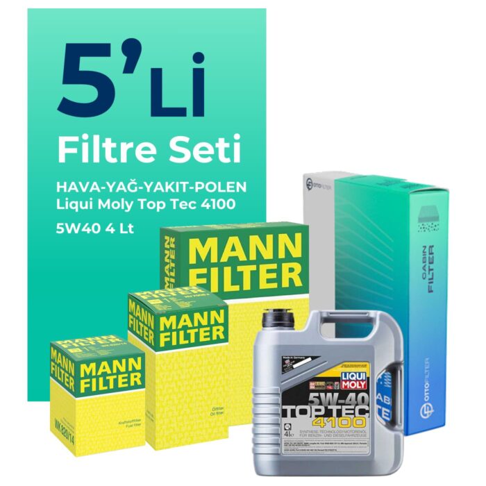 MANN Fiat Idea 1.3 Dizel Filtre Bakım Seti Liqui Moly Motor Yağlı (2004-2010) 5 Li - Görsel 1
