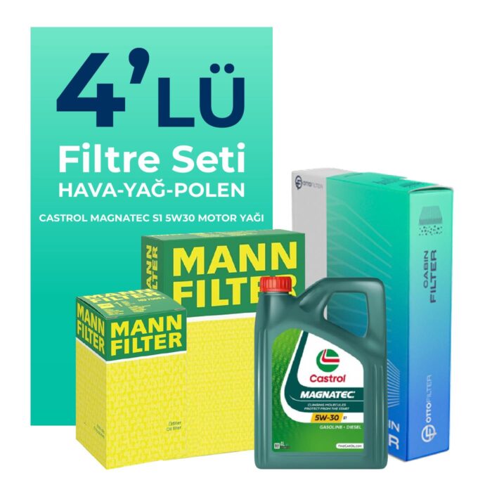 MANN Fiat Punto 1.3 Dizel Filtre Bakım Seti Castrol Motor Yağlı (2005-2011) 4 Lü - Görsel 1