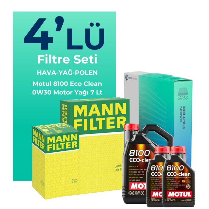 MANN Ford Courier 1.5 EcoBlue Filtre Bakım Seti Motul Motor Yağlı (2018-2023) 4 Lü - Görsel 1