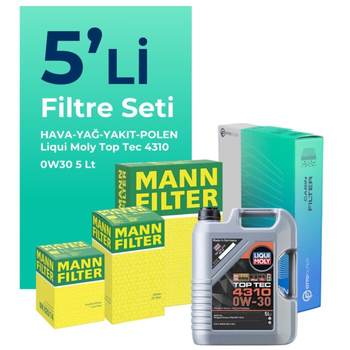 MANN Ford EcoSport 1.5 Dizel Filtre Bakım Seti Liqui Moly Motor Yağlı (2018-2022) 5 Li - Görsel 1