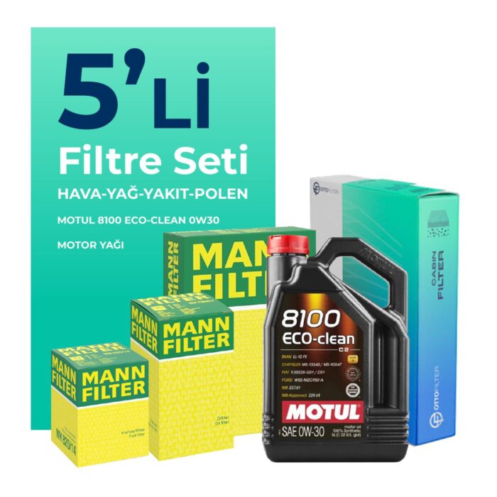 MANN Ford Fiesta 1.5 Dizel Filtre Bakım Seti Motul Motor Yağlı (2017-2020) 5 Li - Görsel 1