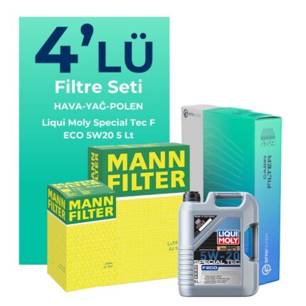 MANN Ford Focus 1.0 Benzin Filtre Bakım Seti Liqui Moly Motor Yağlı (2012-2017) 4 Lü