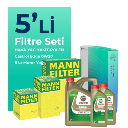 MANN Ford Focus 1.5 Dizel Otomatik Filtre Bakım Seti Castrol Motor Yağlı (2018-2024) 5 Li