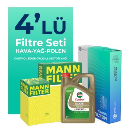 MANN Ford Mondeo 1.5 Benzin Filtre Bakım Seti Castrol Motor Yağlı (2015-2021) 4 Lü
