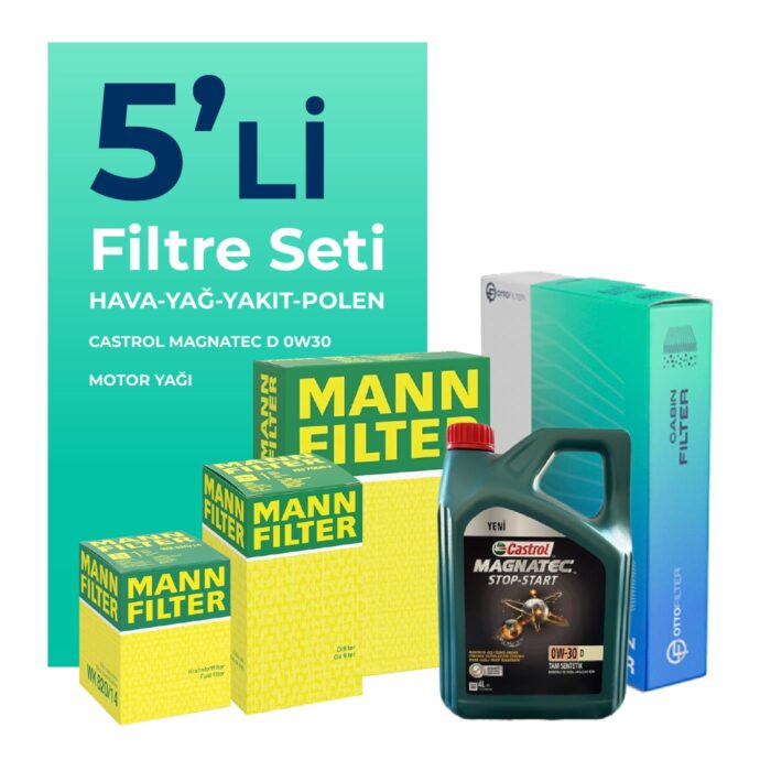 MANN Ford Mondeo 2.0 Dizel Filtre Bakım Seti Castrol Motor Yağlı (2015-2018) 5 Li - Görsel 1