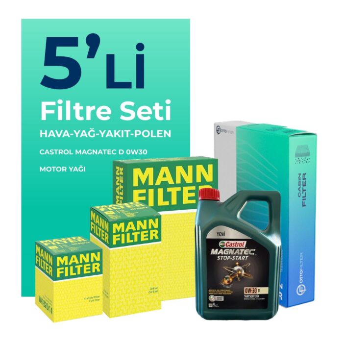 MANN Ford Tourneo Custom 2.0 Dizel Filtre Bakım Seti Castrol Magnatec D 0W-30 8 Litre Motor Yağlı (2015-2023) 5 Li - Görsel 1