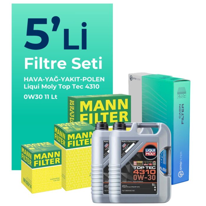MANN Ford Transit V363 2.0 Dizel Filtre Bakım Seti Liqui Moly Top Tec 4310 0W-30 11 Litre Motor Yağlı (2014-2024) 5 Li - Görsel 1
