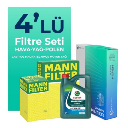 MANN Honda City 1.4 Benzin Filtre Bakım Seti Castrol Motor Yağlı (2006-2008) 4 Lü