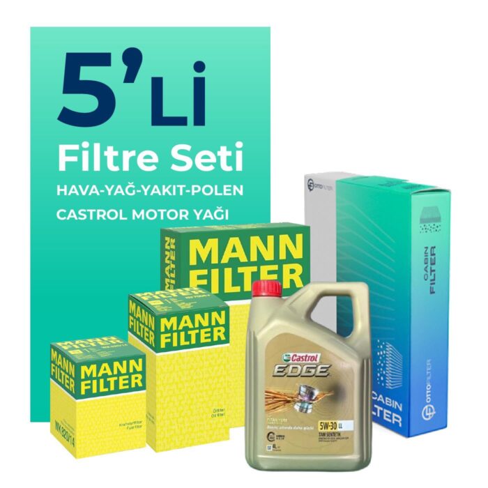 MANN Honda CR-V 1.6 Dizel Filtre Bakım Seti Castrol Motor Yağlı (2013-2018) 5 Li - Görsel 1