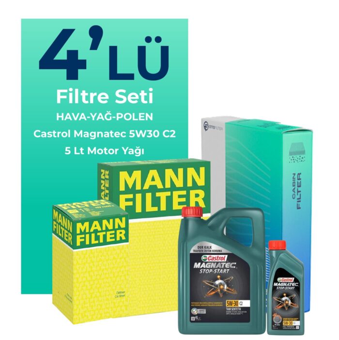 MANN Hyundai Elantra 1.6 Dizel Filtre Bakım Seti Castrol Motor Yağlı (2011-2015) 4 Lü - Görsel 1