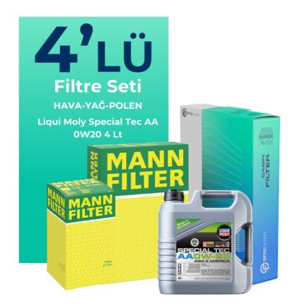MANN Hyundai Kona 1.0 Benzin Filtre Bakım Seti Liqui Moly Motor Yağlı (2017-2023) 4 Lü