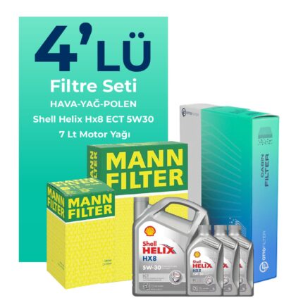 MANN Jaguar X-Type 2.0 Dizel Filtre Bakım Seti Shell Motor Yağlı (2001-2009) 4 Lü