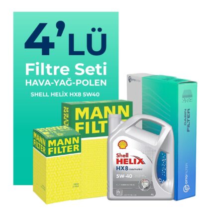 MANN Lancia Delta 1.4 Benzin Filtre Bakım Seti Shell Motor Yağlı (2008-2015) 4 Lü