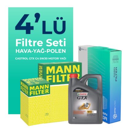 MANN Mercedes B180 Dizel Filtre Bakım Seti Castrol Motor Yağlı (2013-2018) 4 Lü