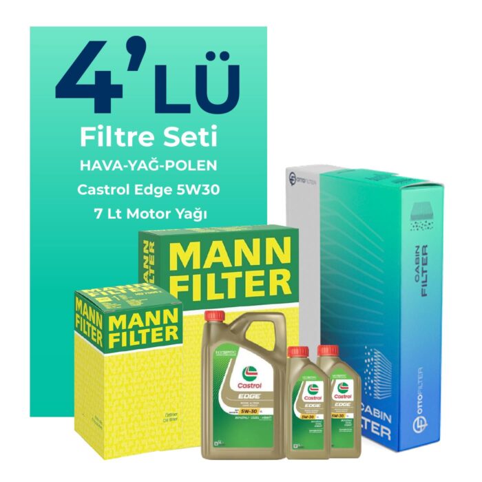 MANN Mercedes C200 Dizel Filtre Bakım Seti Castrol Motor Yağlı (2014-2018) 4 Lü - Görsel 1