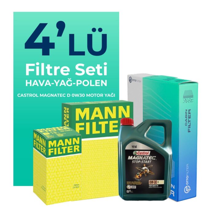 MANN Mercedes GLC250 Benzin Filtre Bakım Seti Castrol Motor Yağlı (2015-2019) 4 Lü - Görsel 1