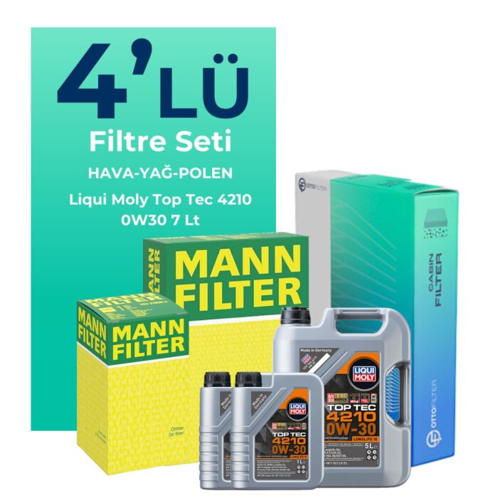 MANN Mercedes GLC250 Benzin Filtre Bakım Seti Liqui Moly Top Tec 4210 0W-30 7 Litre Motor Yağlı (2015-2019) 4 Lü - Görsel 1