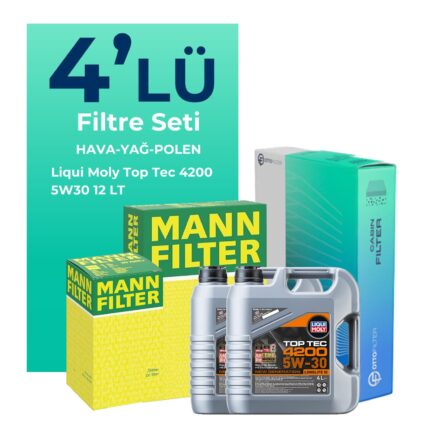 MANN Mercedes Sprinter 315 Dizel Filtre Bakım Seti Liqui Moly Top Tec 4200 5W-30 12 Litre Motor Yağlı (2006-2010) 4 Lü