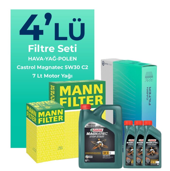 MANN Mitsubishi L200 2.5 Dizel Filtre Bakım Seti Castrol Motor Yağlı (2008-2015) 4 Lü - Görsel 1