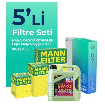 MANN Peugeot 3008 1.6 Dizel Filtre Bakım Seti Liqui Moly Motor Yağlı (2010-2014) 5 Li