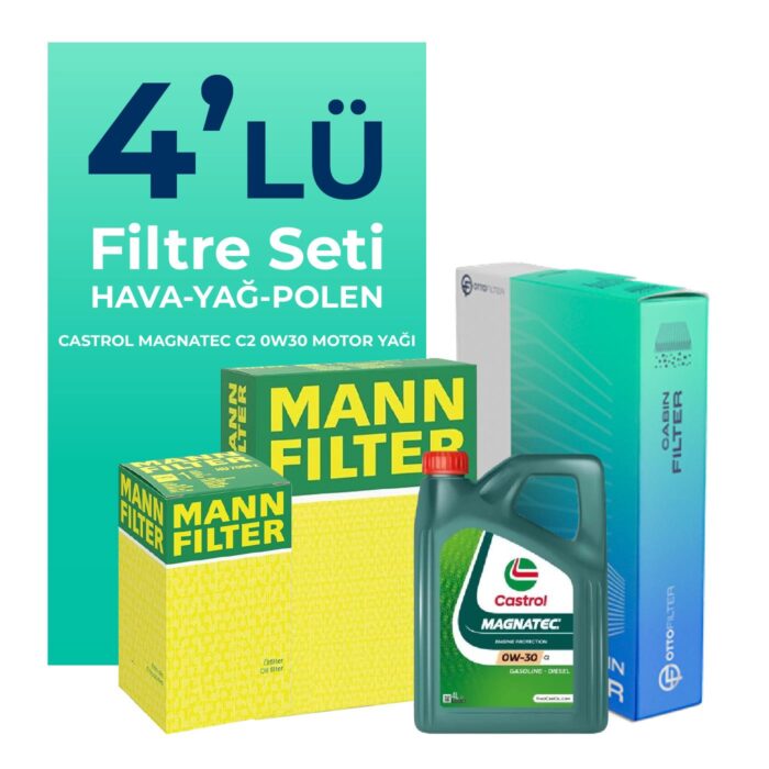 MANN Peugeot 301 1.6 BlueHDi Dizel Filtre Bakım Seti Castrol Motor Yağlı (2014-2020) 4 Lü - Görsel 1