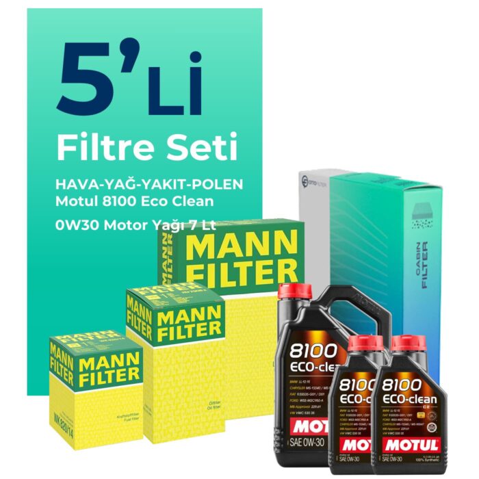 MANN Peugeot Boxer 2.0 Dizel BlueHDi Filtre Bakım Seti Motul Motor Yağlı (2015-2020) 5 Li - Görsel 1