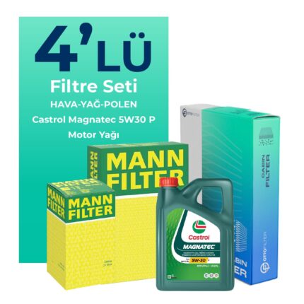 MANN Peugeot Partner 1.5 Dizel Filtre Bakım Seti Castrol Motor Yağlı (2019-2024) 4 Lü