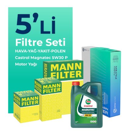 MANN Peugeot Rifter 1.5 Dizel Filtre Bakım Seti Castrol Motor Yağlı (2019-2024) 5 Li