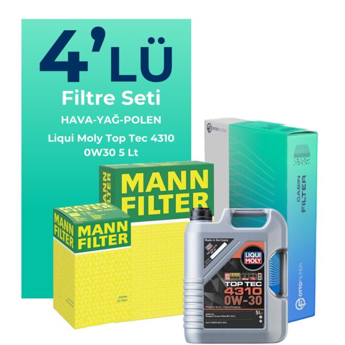 MANN Peugeot Rifter 1.6 BlueHDi Dizel Filtre Bakım Seti Liqui Moly Motor Yağlı (2018-2020) 4 Lü - Görsel 1