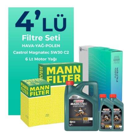 MANN Range Rover Vogue 3.0 Dizel Filtre Bakım Seti Castrol Motor Yağlı (2013-2018) 4 Lü