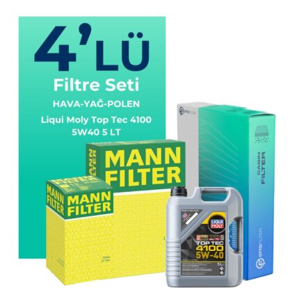 MANN Renault Megane 2 1.6 Benzinli Filtre Bakım Seti Liqui Moly Motor Yağlı (2002-2010) 4 Lü
