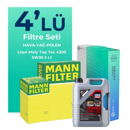 MANN Renault Symbol 1.0 Benzin SCe Filtre Bakım Seti Liqui Moly Motor Yağlı (2017-2021) 4 Lü