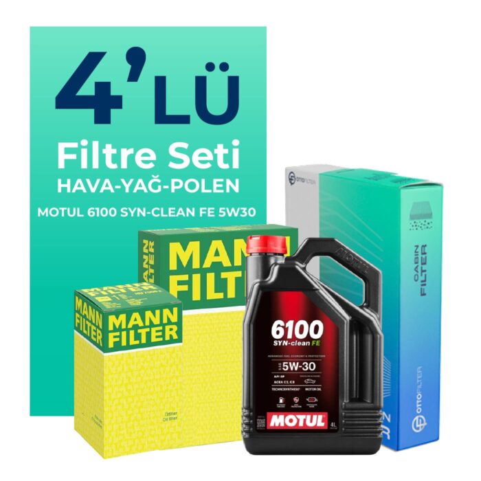MANN Skoda Roomster 1.6 Benzin Filtre Bakım Seti Motul Motor Yağlı (2007-2010) 4 Lü - Görsel 1