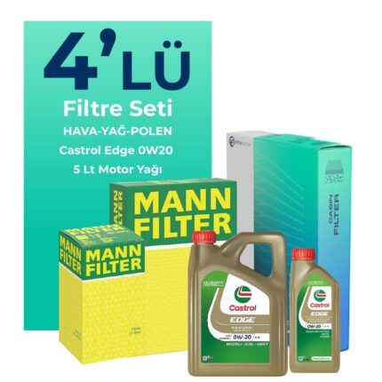 MANN Subaru XV 1.6 Filtre Bakım Seti Castrol Motor Yağlı (2012-2017) 4 Lü