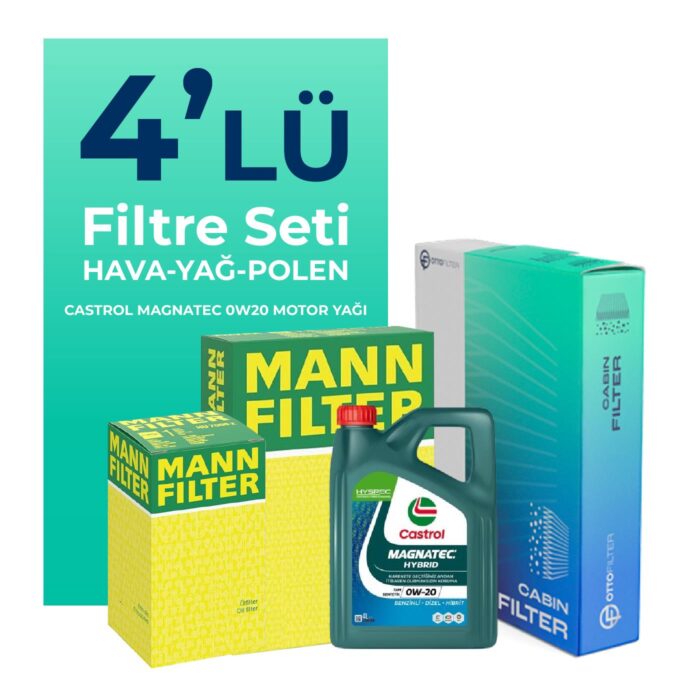 mann-toyota-yaris-1-5-hybrid-filtre-bakim-seti-castrol-motor-yagli-2012-2016-4-lu-61601 MANN Toyota Yaris 1.5 Hybrid Filtre Bakım Seti Castrol Motor Yağlı (2012-2016) 4 Lü - Görsel 1
