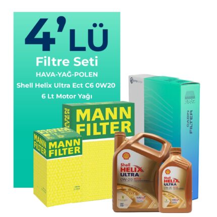 MANN Volvo XC60 2.0 Dizel Filtre Bakım Seti Shell Motor Yağlı (2013-2017) 4 Lü